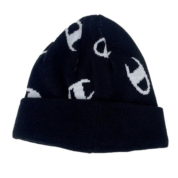 Champion Beanie Winter Hat All Over Logo Script Spellout Hip Hop Streetwear - Picture 7 of 7
